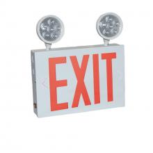 Nora NEX-752-LED/R2 - NYC Approved Steel LED Exit with Two Adjustable Heads, 3W / 220lm, Battery Backup, White Housing w/