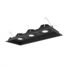 Nora NMRT3-3RL430FBB - Three-Head Flanged LED Multiple Lighting Trim, 3000lm per Head w/ Flood Optic, 3000K, Regressed