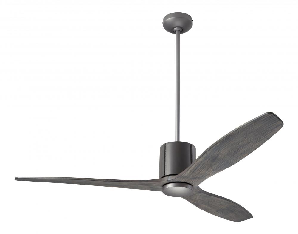 LeatherLuxe DC Fan; Graphite Finish with Gray Leather; 54" Graywash Blades; No Light; Wall/Remot