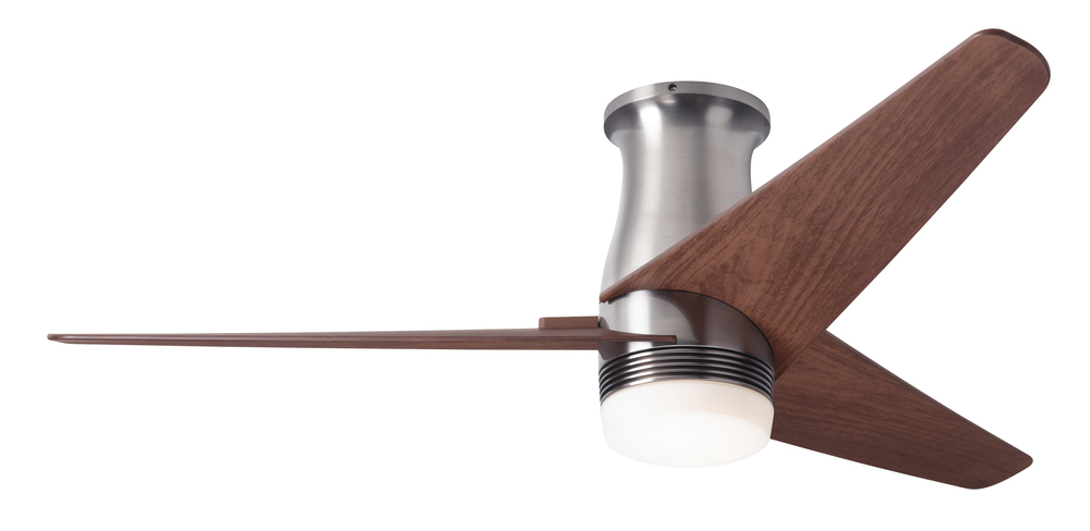 Velo Flush DC Fan; Bright Nickel Finish; 48" Mahogany Blades; 17W LED; Wall Control