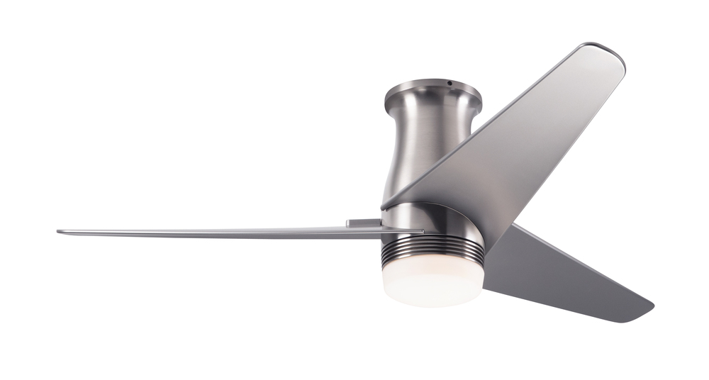 Velo Flush DC Fan; Bright Nickel Finish; 48" White Blades; 17W LED; Handheld Remote Control