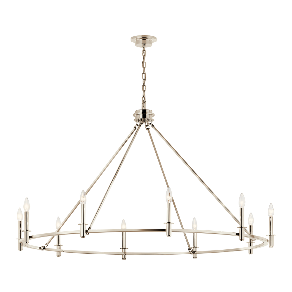 Carrick 54.25 Inch 10 Light Chandelier in Polished Nickel