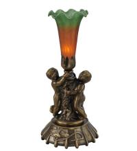 Luma-Spec Lighting 11428 - 12" High Amber/Green Tiffany Pond Lily Twin Cherub Mini Lamp