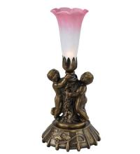 Luma-Spec Lighting 12608 - 12" High Pink/White Pond Lily Twin Cherub Mini Lamp