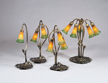 Luma-Spec Lighting 13595 - 16" High Amber/Green Tiffany Pond Lily 3 LT Accent Lamp