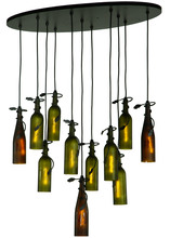 Luma-Spec Lighting 137355 - 36"L Personalized Thirsty Owl 11 Wine Bottle Cascading Pendant