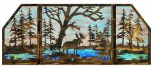 Luma-Spec Lighting 147850 - 72"W X 30"H Moose at Lake 3 Panel Stained Glass Window