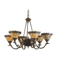 Luma-Spec Lighting 16099 - 33"W Tiffany Jeweled Peacock 6 LT Chandelier