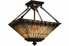 Luma-Spec Lighting 163377 - 16"L Tiffany Jeweled Peacock Oblong Semi-Flushmount