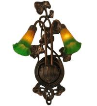 Luma-Spec Lighting 16573 - 11"W Amber/Green Pond Lily 2 LT Wall Sconce
