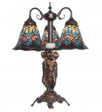 Luma-Spec Lighting 245482 - 23" High Tiffany Peacock Feather 3 Light Table Lamp