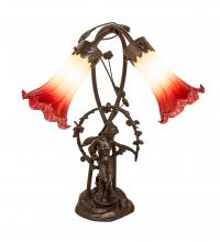 Luma-Spec Lighting 251671 - 17" High Seafoam/Cranberry Tiffany Pond Lily 2 Light Trellis Girl Accent Lamp