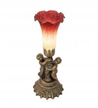 Luma-Spec Lighting 251838 - 13" High Seafoam/Cranberry Tiffany Pond Lily Twin Cherub Accent Lamp