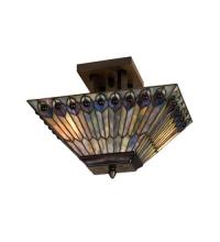 Luma-Spec Lighting 31191 - 16"L Tiffany Jeweled Peacock Oblong Flushmount