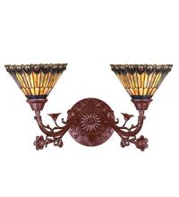 Luma-Spec Lighting 31971 - 21"W Tiffany Jeweled Peacock 2 LT Wall Sconce