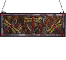 Luma-Spec Lighting 48091 - 28"W X 10"H Tiffany Dragonfly Trio Stained Glass Window