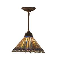 Luma-Spec Lighting 48926 - 12"W Tiffany Jeweled Peacock Pendant
