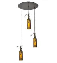 Luma-Spec Lighting 99437 - 16"W Tuscan Vineyard Frosted Green 3 LT Wine Bottle Cascading Pendant