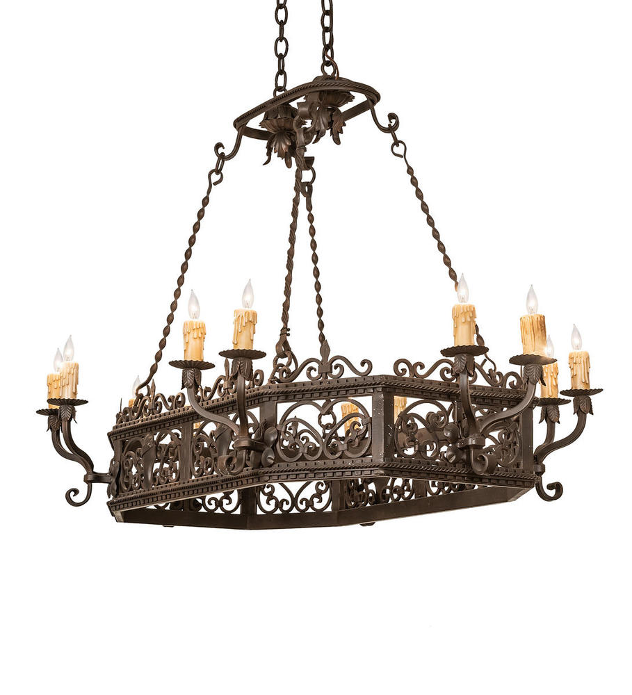 50" Long Conques 12 Light Chandelier