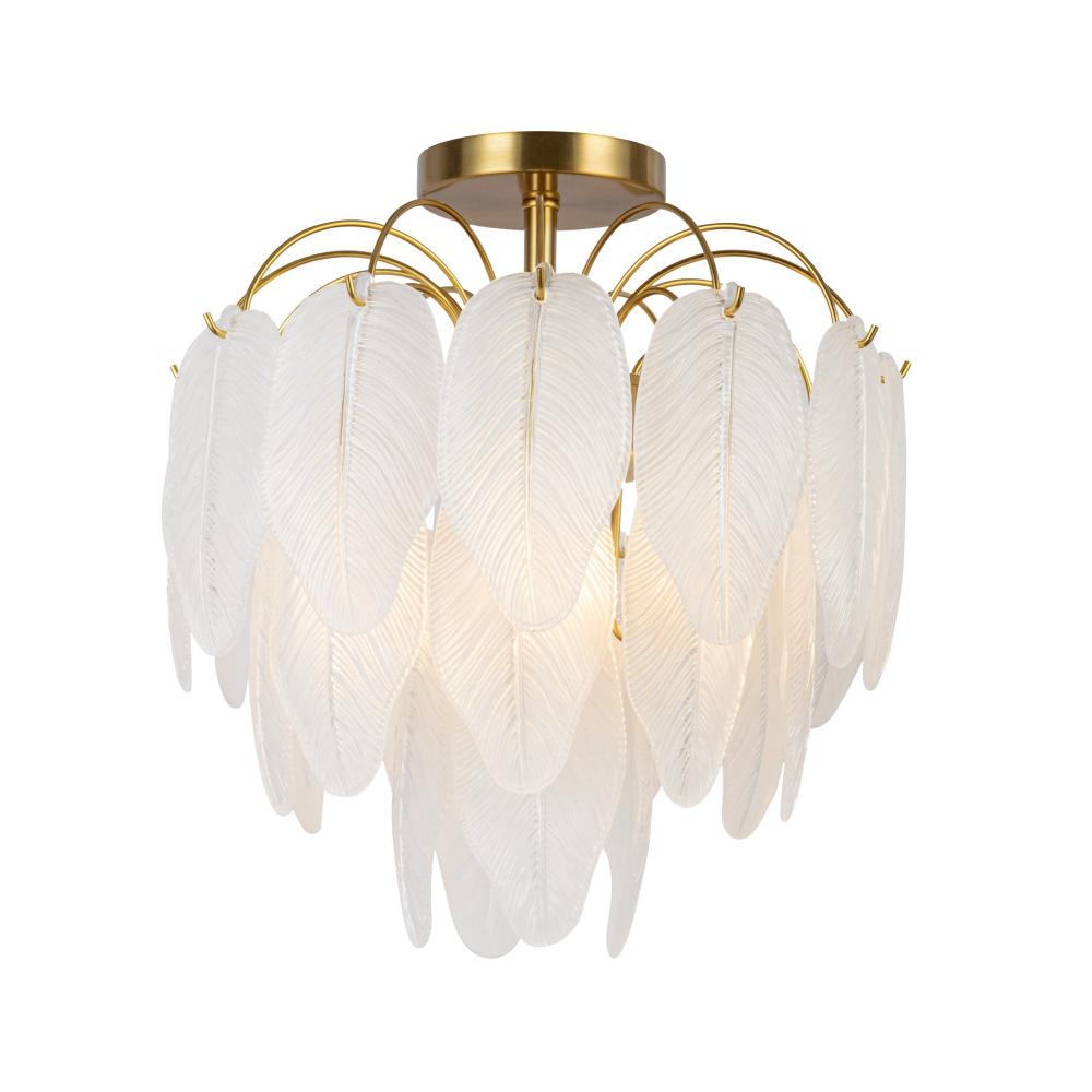 Alessia Collection 4-Light Semi-Flush Mount Brushed Brass