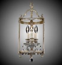 American Brass & Crystal LT2208-A-02G-PI - 3 Light 8 inch Lantern with Clear Curved glass & Crystal