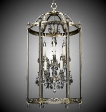 American Brass & Crystal LT2224-O-10W-ST - 6+6 Light 24 inch Lantern with Clear Curved glass & Crystal