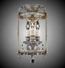 American Brass & Crystal LTFM2208-A-12G-PI - 3 Light 8 inch Semi-Flush Lantern with Clear Curved glass & Crystal