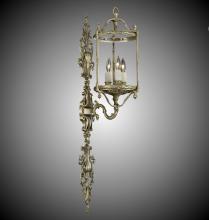 American Brass & Crystal WS2187-01G-ST - 3 Light 8 inch Lantern Extended Wall Sconce with Clear Curved Glass
