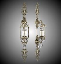 American Brass & Crystal WS2290-A-10W-PI - 3 Light 8 inch Double Extended Lantern Wall Sconce with Clear Curved glass & Crystal