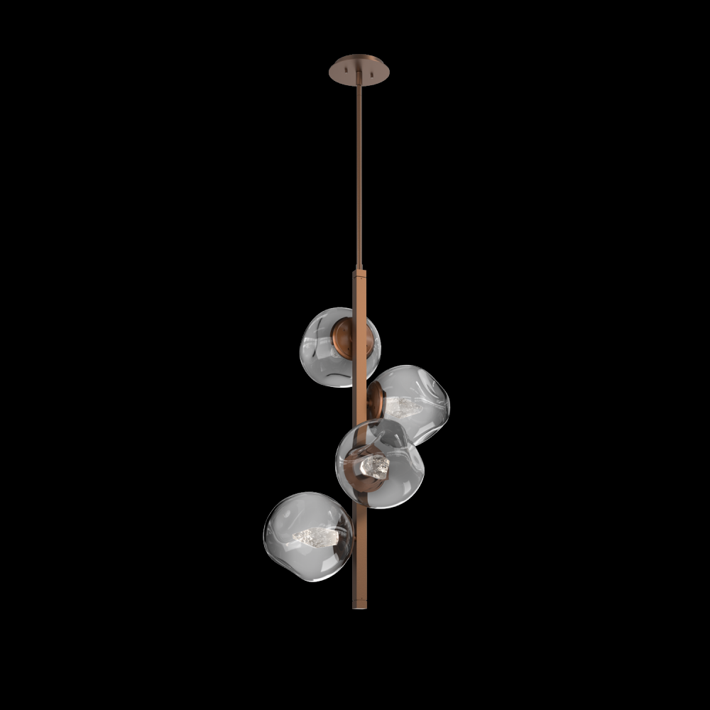 Luna 4pc Twisted Vine-Burnished Bronze-Geo Inner - Smoke Outer-Threaded Rod Suspension-LED 2700K