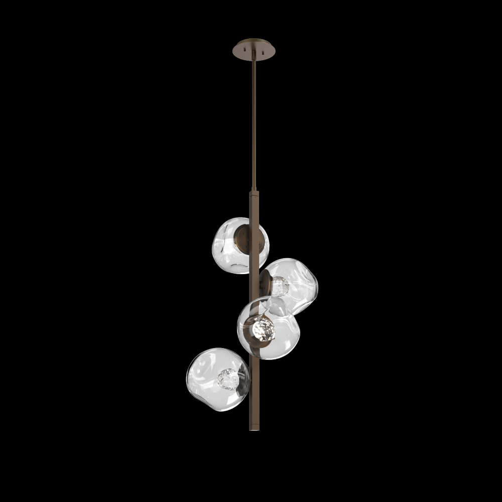 Luna 4pc Twisted Vine-Flat Bronze-Floret Inner - Clear Outer-Threaded Rod Suspension-LED 2700K