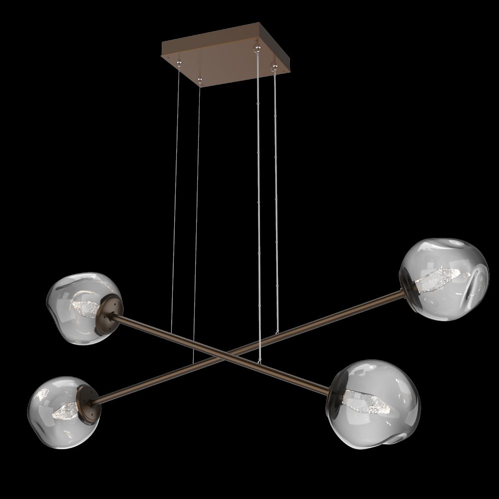 Luna Double Moda-Flat Bronze-Geo Inner - Smoke Outer-Stainless Cable-LED 2700K