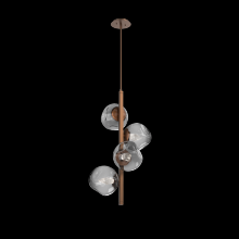 Hammerton CHB0086-T4-BB-GS-001-L1 - Luna 4pc Twisted Vine-Burnished Bronze-Geo Inner - Smoke Outer-Threaded Rod Suspension-LED 2700K