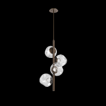Hammerton CHB0086-T4-FB-FC-001-L1 - Luna 4pc Twisted Vine-Flat Bronze-Floret Inner - Clear Outer-Threaded Rod Suspension-LED 2700K