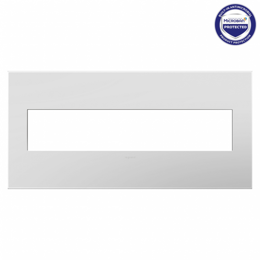 adorne Matte White Five-Gang Screwless Wall Plate with Microban
