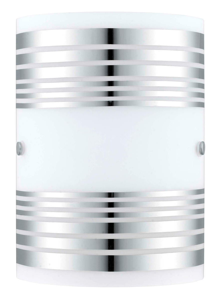 1X60W Wall Light w/ Chrome Finish & White Décor Glass