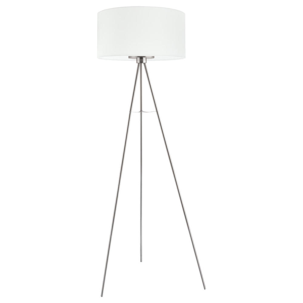 1 LT Floor Lamp w/ Matte Nickle Finish & White Fabric Shade