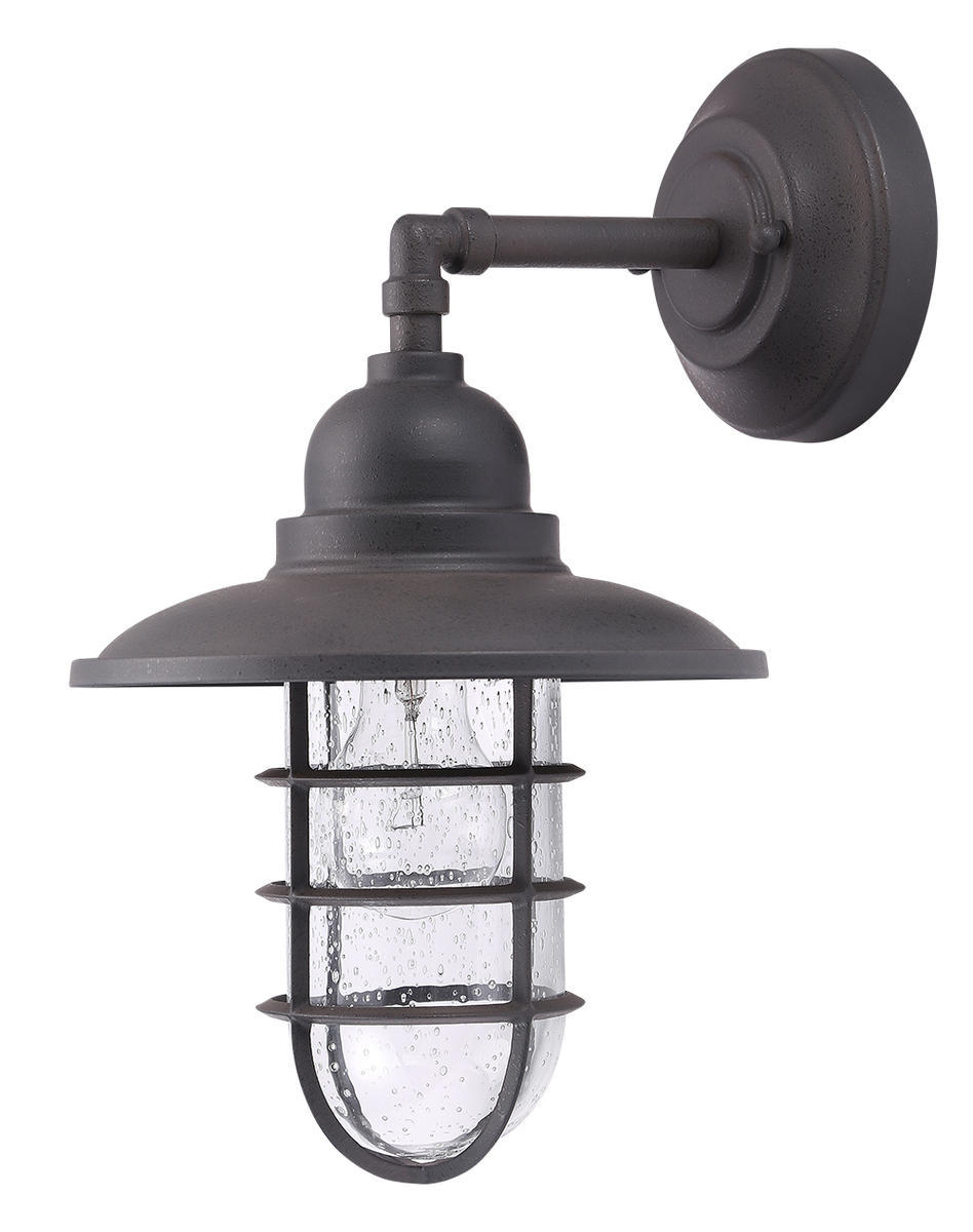 1x60W Outdoor Wall Light w/ Gun Metal Finish & Clear Glass