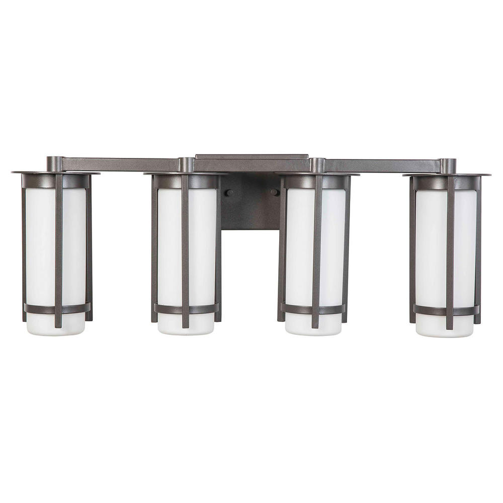 4x60W Bath/Vanity Light w/ Graphite Finish & White Glass
