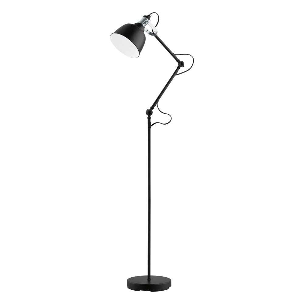 1 LT Floor Lamp w/ Black & Chrome Finish w/ Black w/ White Interior Shade