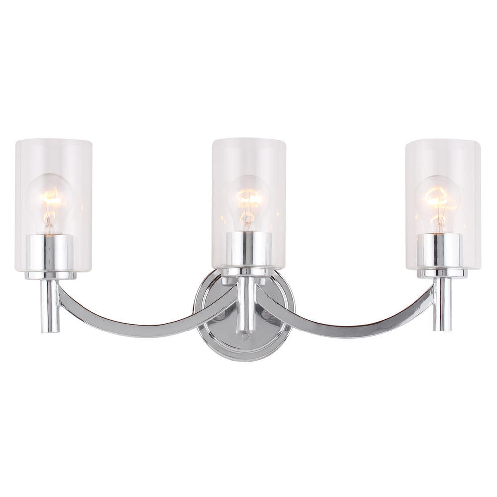 3x60W Bath Light w/ Chrome Finish & Clear Glass