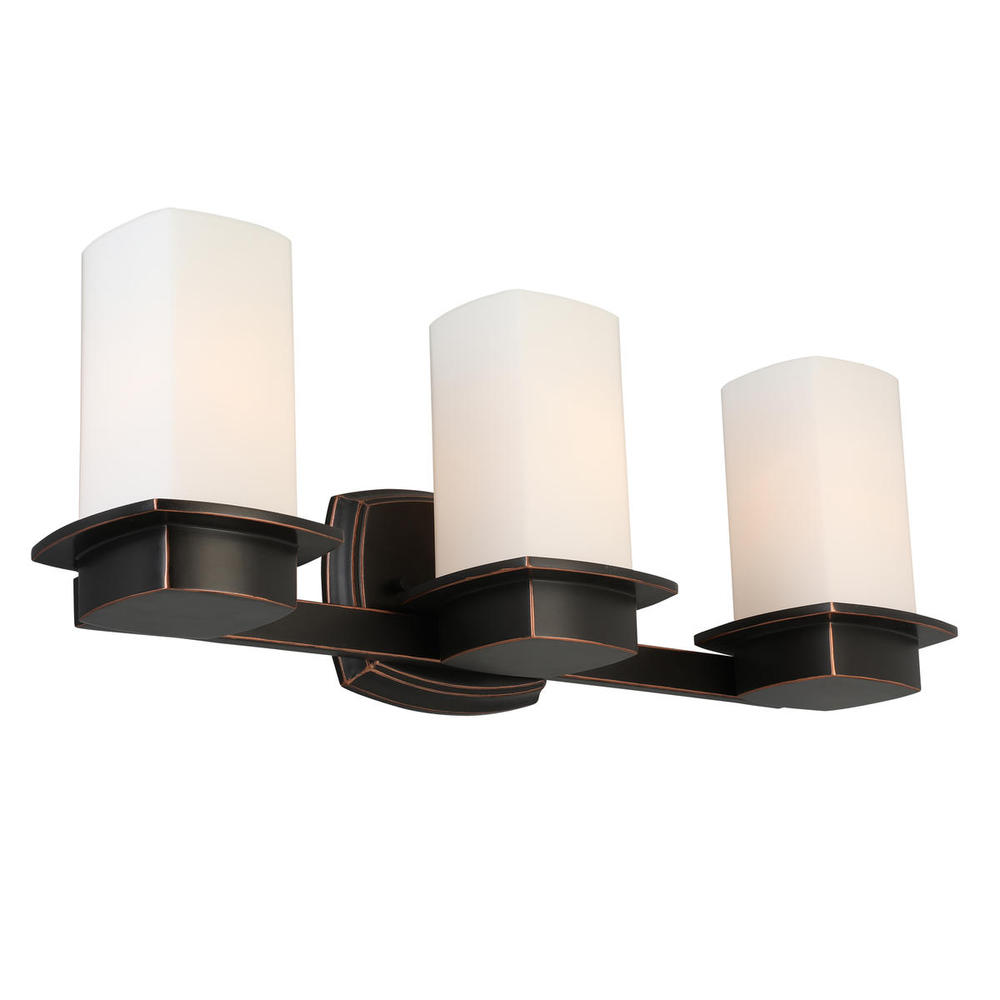 3x60W Bath/Vanity Light w/ Oil Rubbed Bronze Finish & Frosted Opal Glass