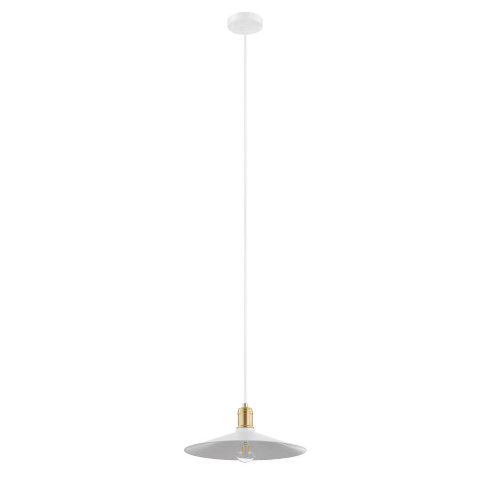 1x60W Pendant w/ White Finish with Brushed Gold Accents.