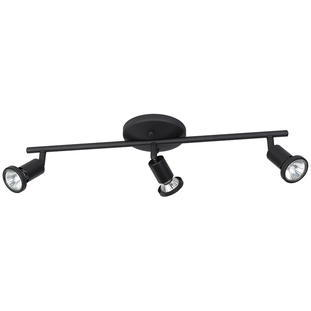 3 LT Fixed Track Light w/ Black Finish & Black Adjustable Lamp Heads