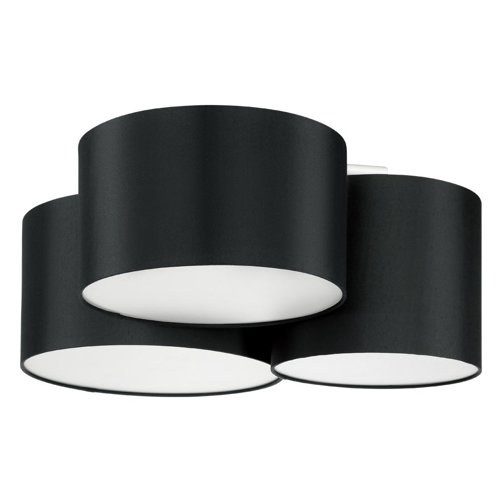 3 LT Ceiling Light w/ Black Fnish & Black & White Fabric Shades