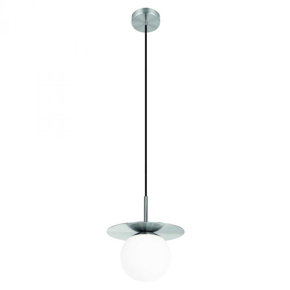 1 Lt Mini Pendant w/ Matte Nickel  Finish & White Glass Shade