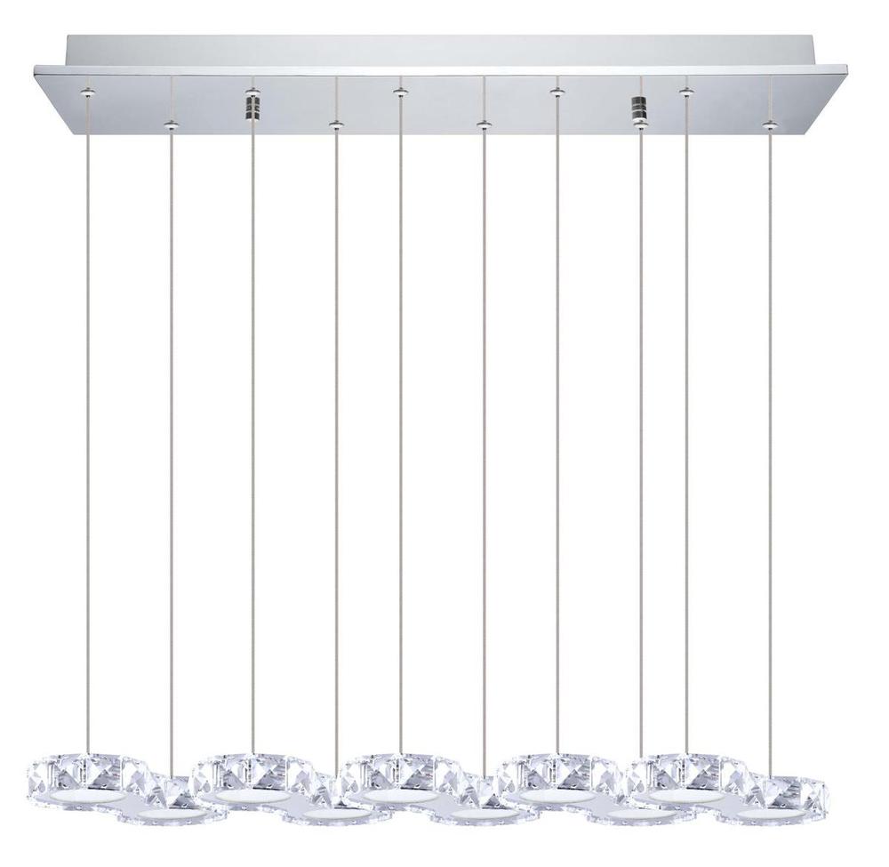 10x4.5W Multi Light Pendant w/ Chrome Finish & Crystals