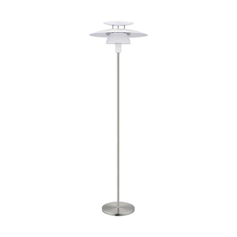 1 LT Floor Lamp w/ Satin Nickel Finish & White Shade