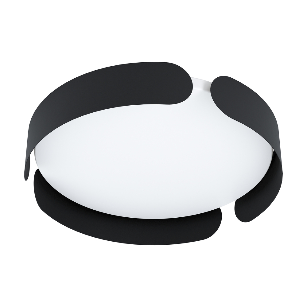 1 LT Integrated LED Ceiling Light w/ Black Finish & White Acrylic Shade