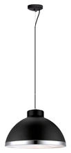 B2B Spec 200259A - 2 LT Pendant w/ Black Finish & Black w/ Chrome Trim Metal Shade & Clear Acrylic Diffuser